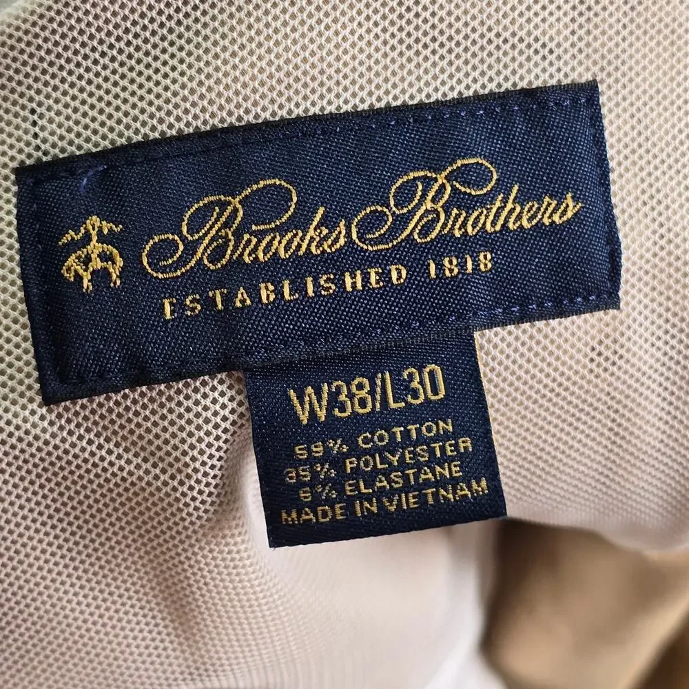 Brooks Brothers Pants Mens 38x30 Khaki Tan Stretch Office Performance 5 Pocket